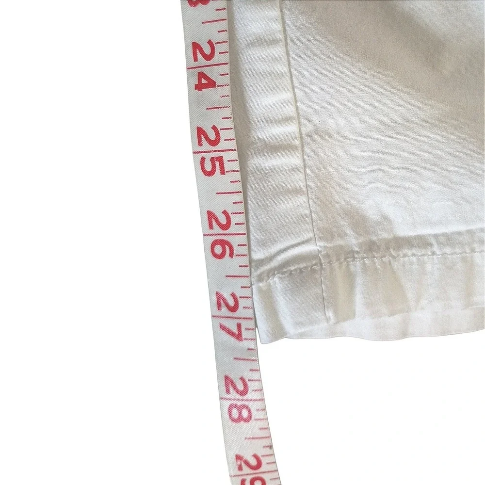 Chico's White Roll Tab Cropped Pants Size 3/US 16 Regular Elastic Waist Cotton